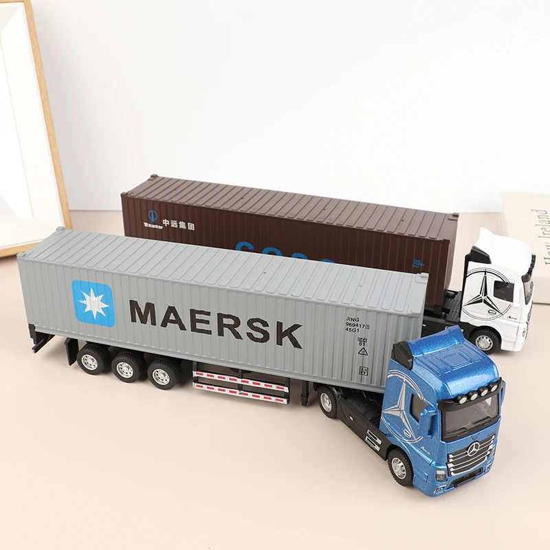 1:36 Diecast Alloy Truck Head Model Toy Container Truck Pull Back With Light Engineering Transport Vehicle Boy Toys For Children kids car model toys for boy gift engineering truck pull back simulation transporter container freight vehicle educational toys