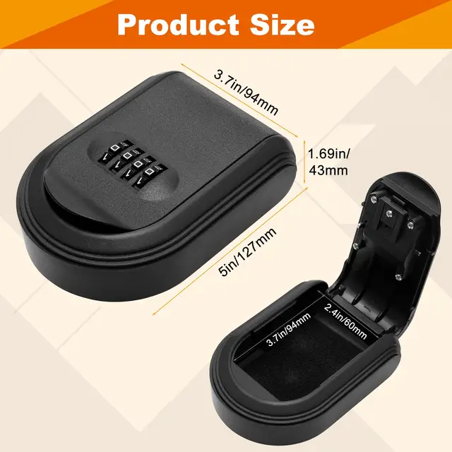 Magnetic Key Holder with Lock Magnet Key Lock Box Hidden Under Car Secure 4-Digit Combination with Resettable Code For for Store 3