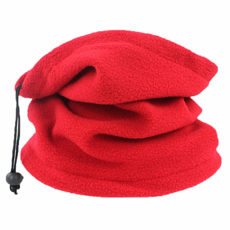 Fleece Neck Warmer Drawstring Windproof Face Cover Cycling Scarves For Men Bandana Mask Solid Color Multi-functional Scarf