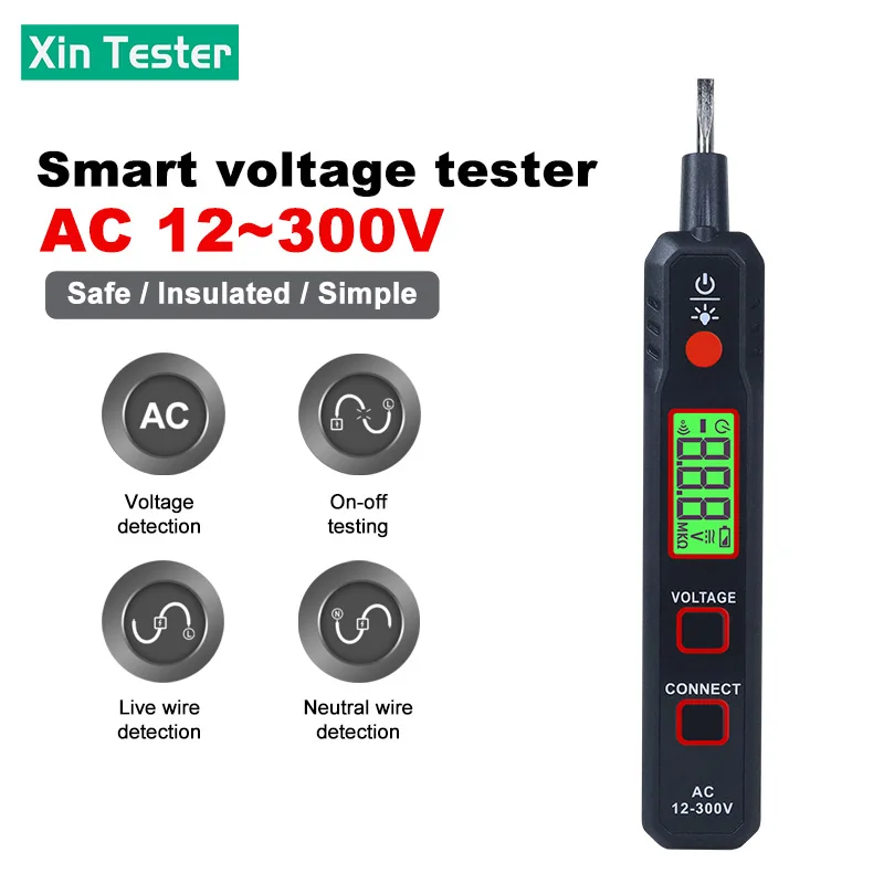 

Xin Tester Pen Type Voltage Detector XT89 Non-Contact 300V Backlight Flashlight Sensitivity Adjustable AC Voltage Tester