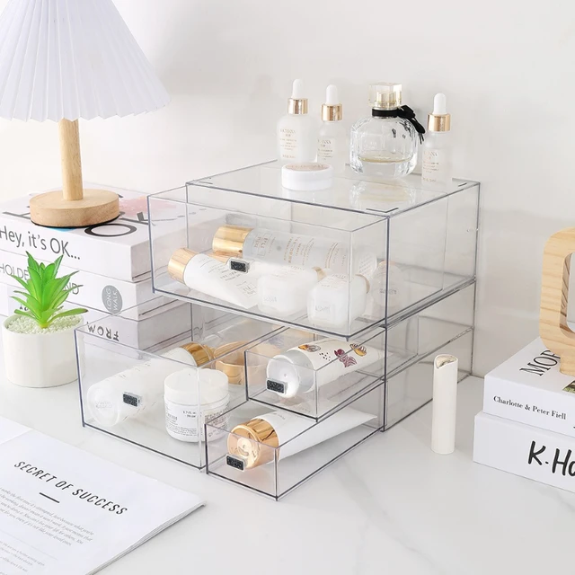 Acrylic Desktop Drawer Storage Box Stackable Transparent Multi Layer Organizer Rack for Office Supplies Stationery and Sundries 1