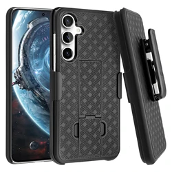 Woven Hybrid Hard Shell Holster Case with Kickstand & Belt Clip for Pc + tpu (Black)