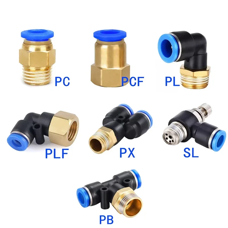 Pneumatic fitting connector 1PCS Pneumatic Quick Connector PCF PC PL SL PB 4MM-12mm Hose Tube Air Fitting 1/4" 1/8" 3/8" 1/2"BSPT Male Thread Pipe Coupler