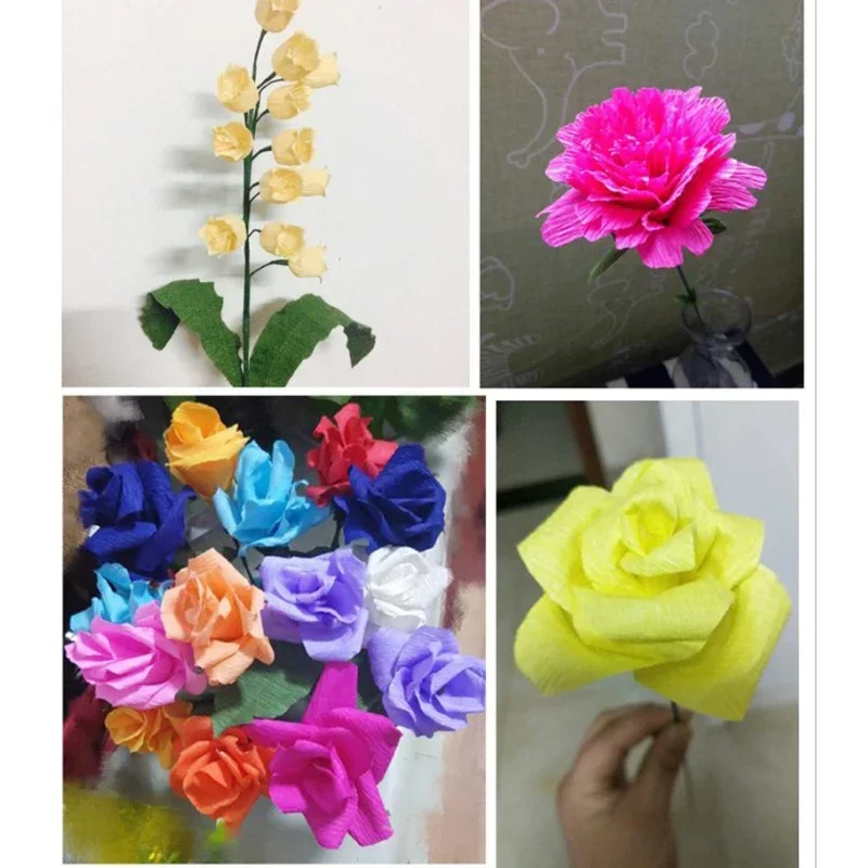 250*50cm DIY Wrapping Paper Craft Colored Crepe Paper Roll Origami Crinkled Flowers Decoration Gift