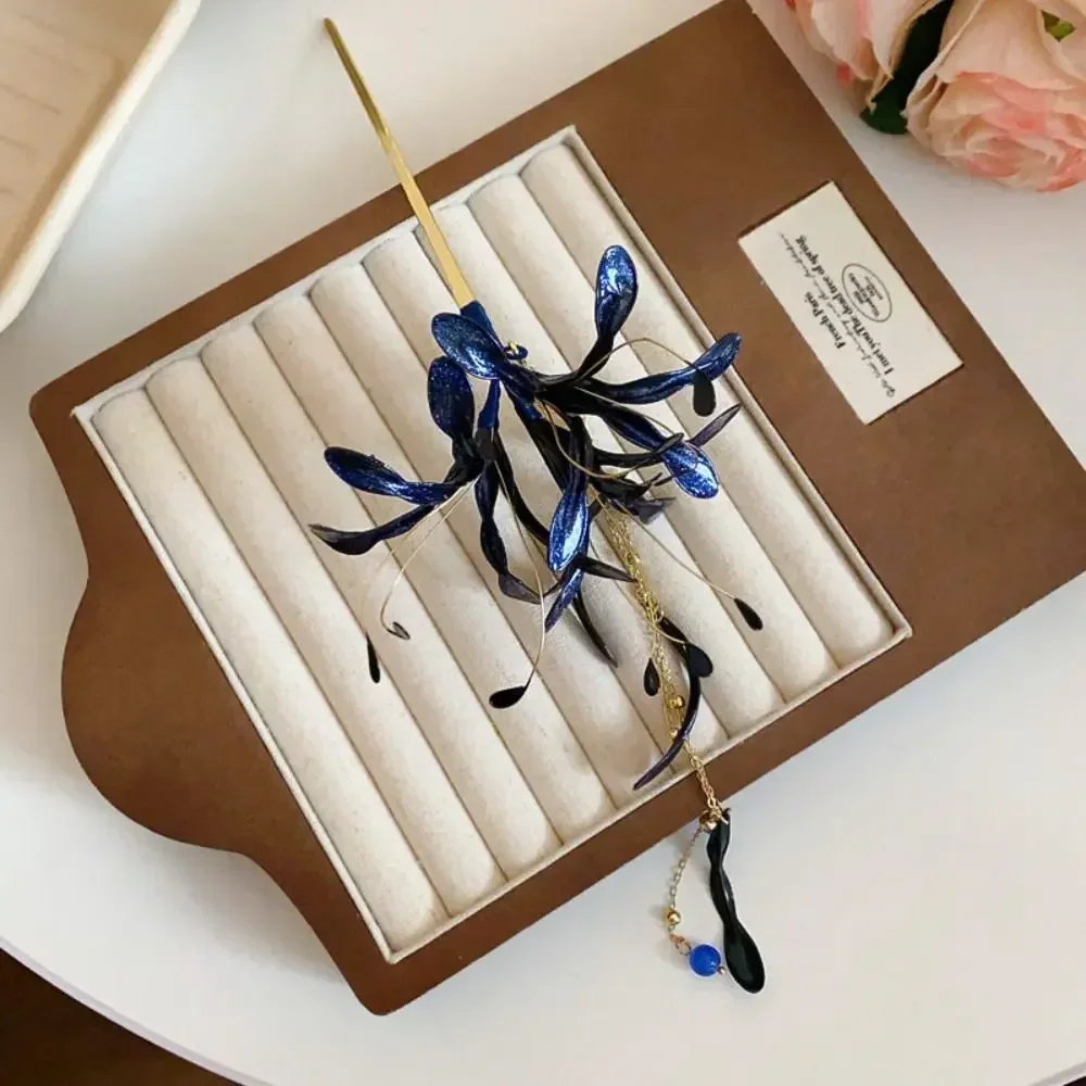 Chinese Style Spider Lily Flower Hair Sticks Super Fairy Vintage Dripping Oil Tassel Hairpins Wedding Hanfu Chopsticks