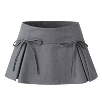 Balletcore Mini Skirt with Bow Low Rise Boxy Pleated Short Skirt Miniskirt Summer Y2K 90s Cute Outfit - Image 2
