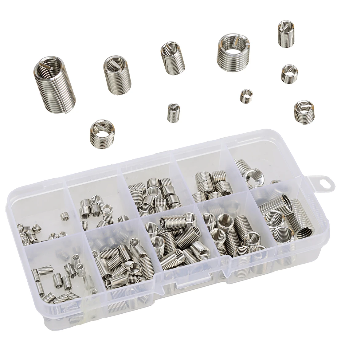 150 Pz Argento Universale Auto M3 M4 M5 M6 M8 Rivetto Dado Helicoil Filettatura Riparazione Inserto Kit In Acciaio Inox