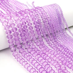 Sparkling Crystal Faceted Rondelle Beads for DIY Crafts and Handmade Accessories (Purple 3)