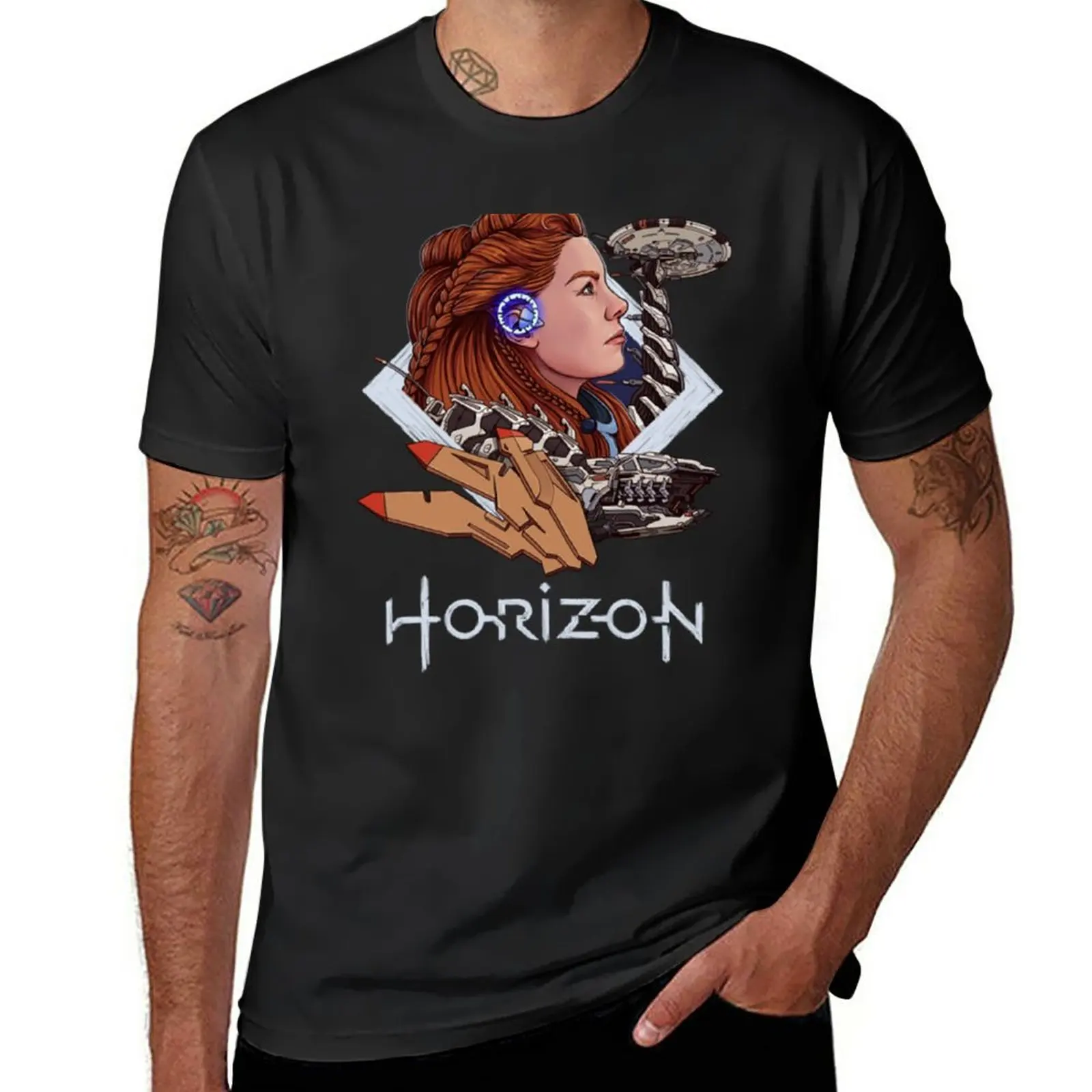 

Horizon T-Shirt Blouse summer top vintage clothes mens graphic t-shirts anime