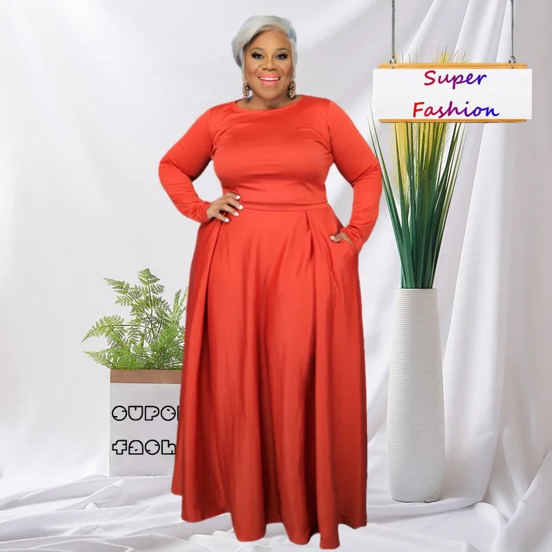 

WSFEC L-4XL Winter Plus Size Two Piece Sets Solid Color Long Sleeve Casual Women Clothing Skirt Suits Wholesale Dropshipping