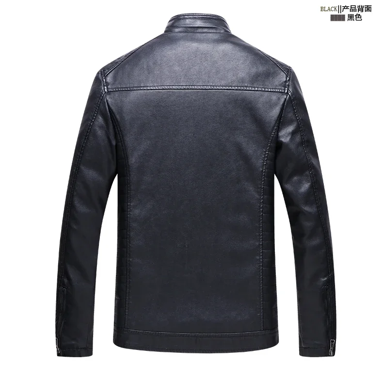 Description Picture 3 of itemNew Leather Jacket Men Winter Fleece Motorcycle PU Leahter Jacket Male Stand Collar Casual Windbreaker Hombre Slim Coat 5XL 6XL