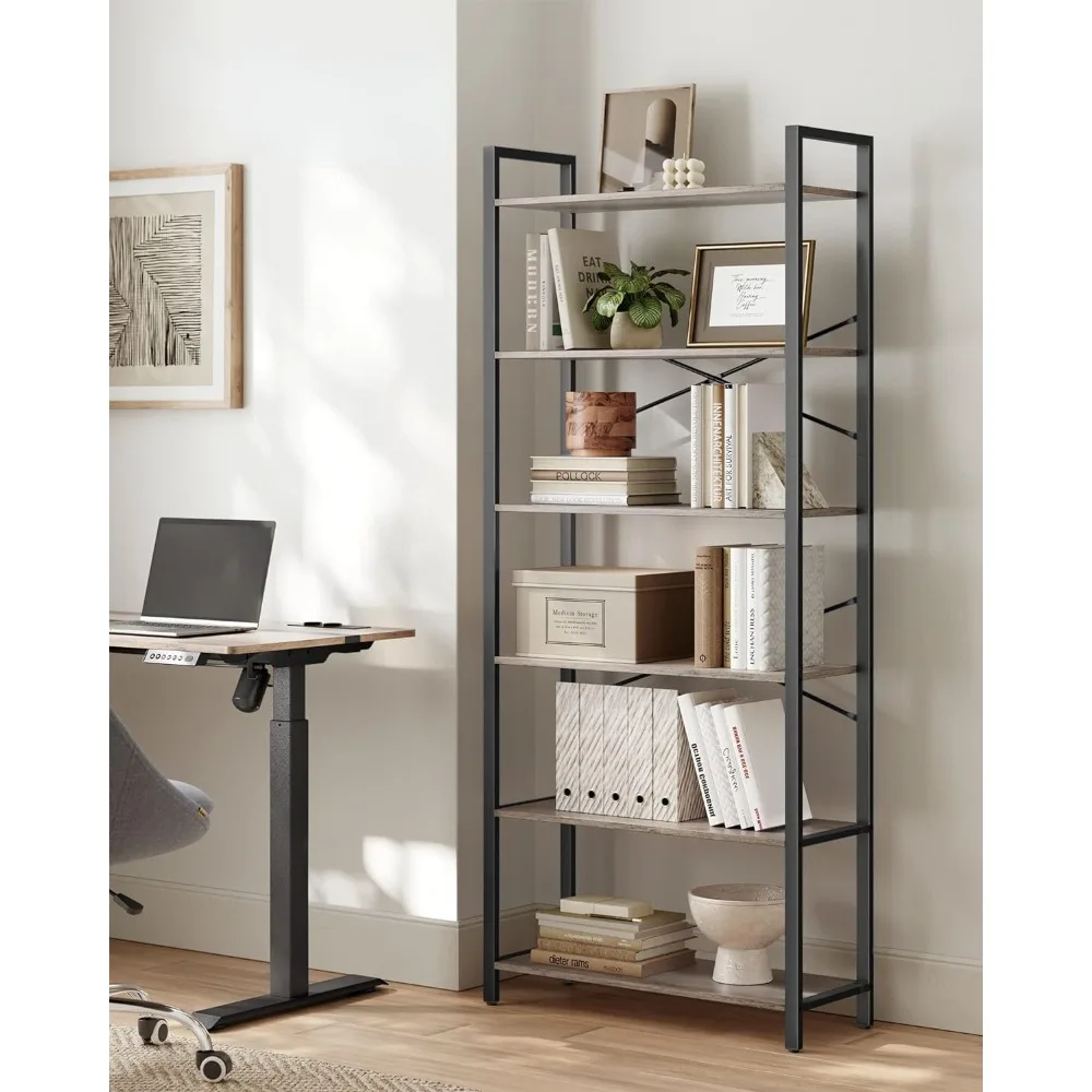 

Bookshelf, 6-story high bookshelf, suitable for large bookshelves with steel frames in living rooms, offices, and study rooms