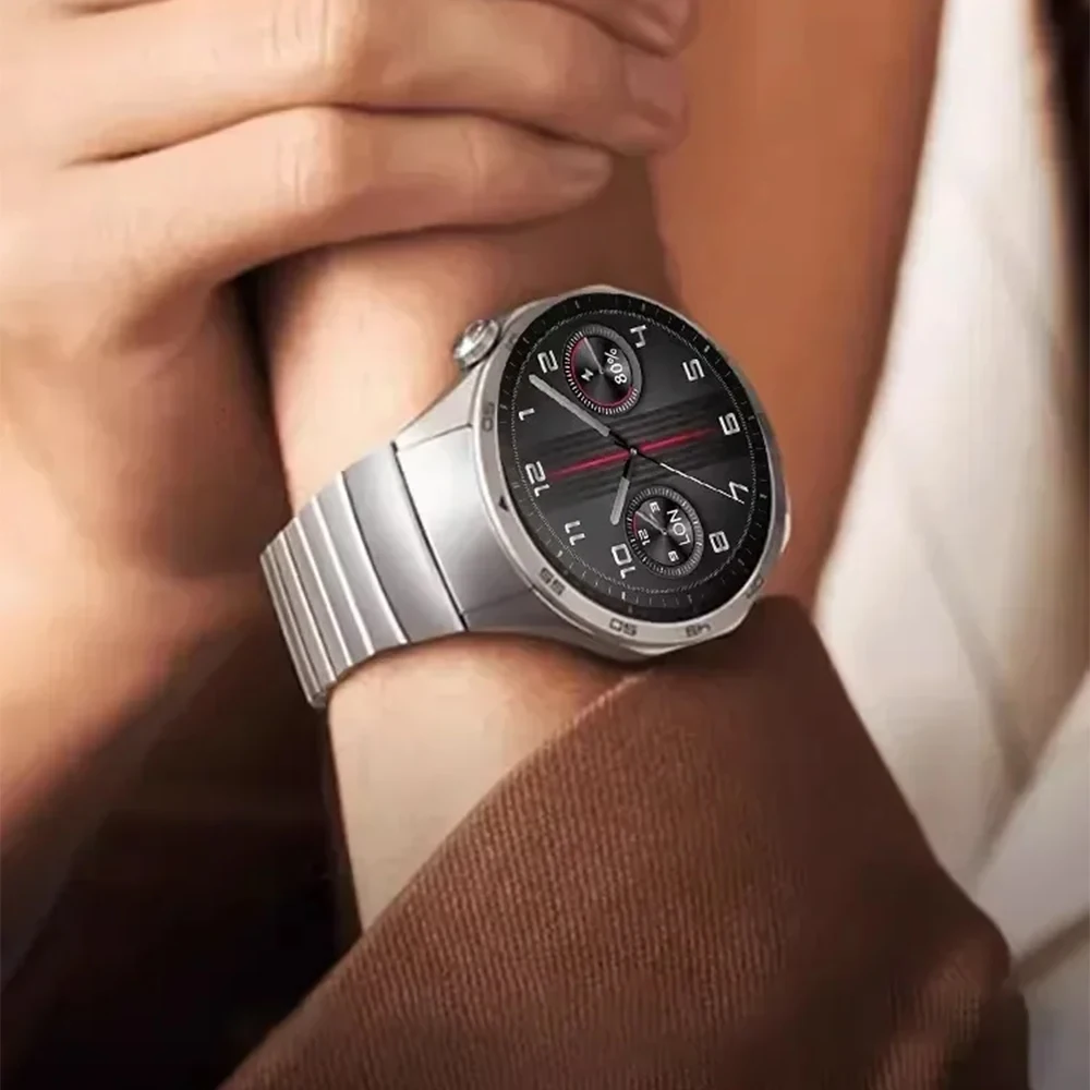 Фото Ремешок из нержавеющей стали без зазора для Huawei Watch GT 4 46 мм, Быстросохнущий звеньевой браслет для часов GT 4 46 мм, роскошный мужской браслет для наручных часов №2
