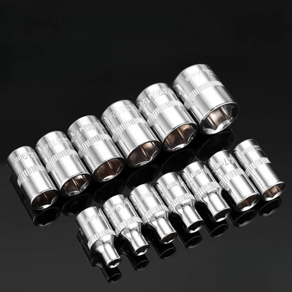 1/4 Drive Inch Ratchet Wrench Socket Head Sleeve Double End Hand Tools 4 4.5 5 5.5 6 6.5 7 8 9 10 11 12 13 14mm