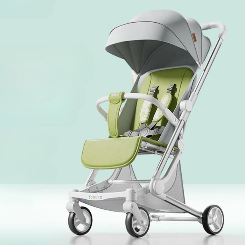 Foldable Four Wheels Cart Comfortable  Portable Lightweight Baby Stroller Can Sit or Lie Down Aluminum alloy Children\'s Cart