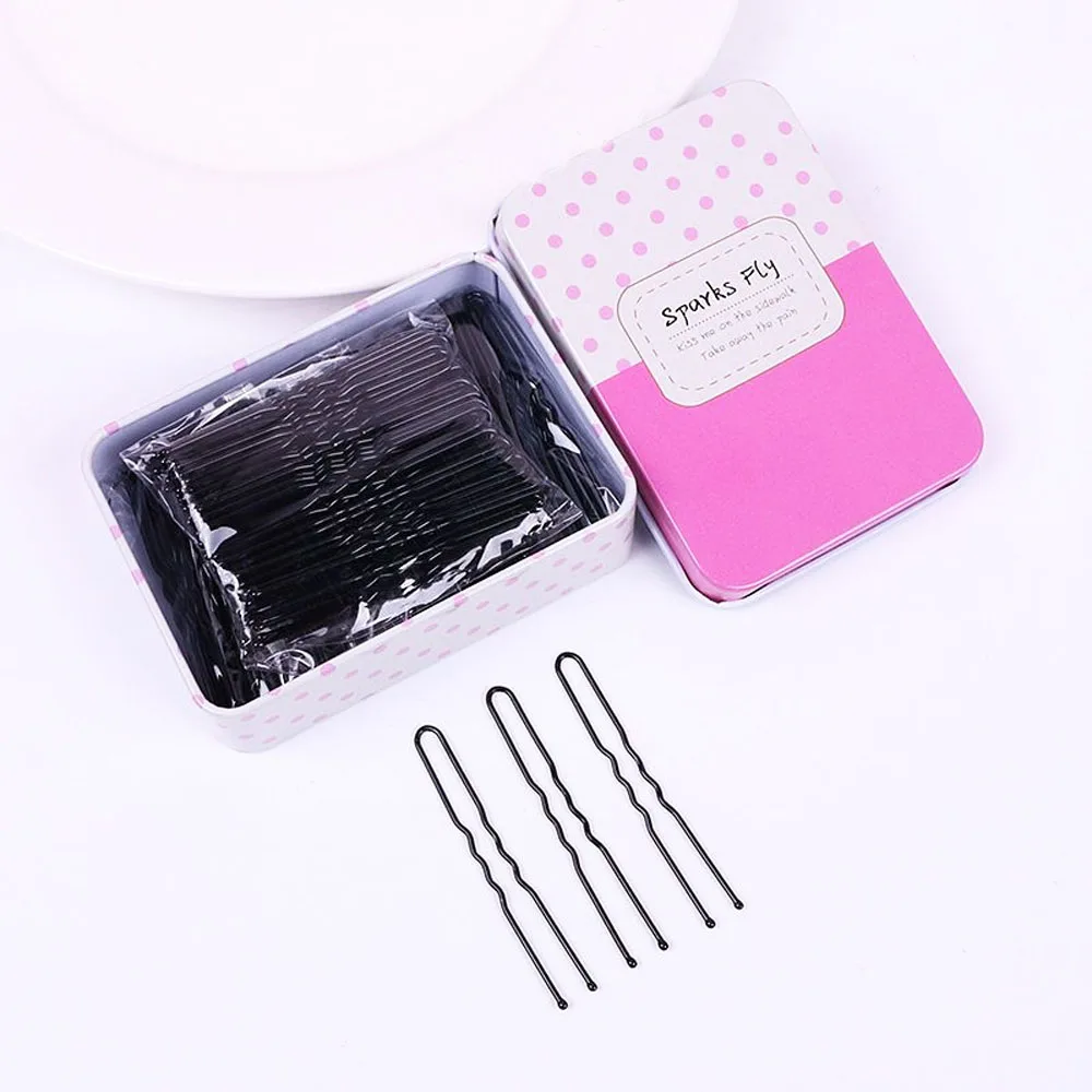 100pcs 5/6/7cm Hair Pins U Shaped Black With Storage Case For Women Girls Kids Hairclip Invisible Hairgrip For Bridal Wedding