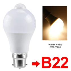 Smart Motion Sensor LED Light Bulb - Motion Activated ON/OFF Home Lighting - 18W (B22 base warm white)