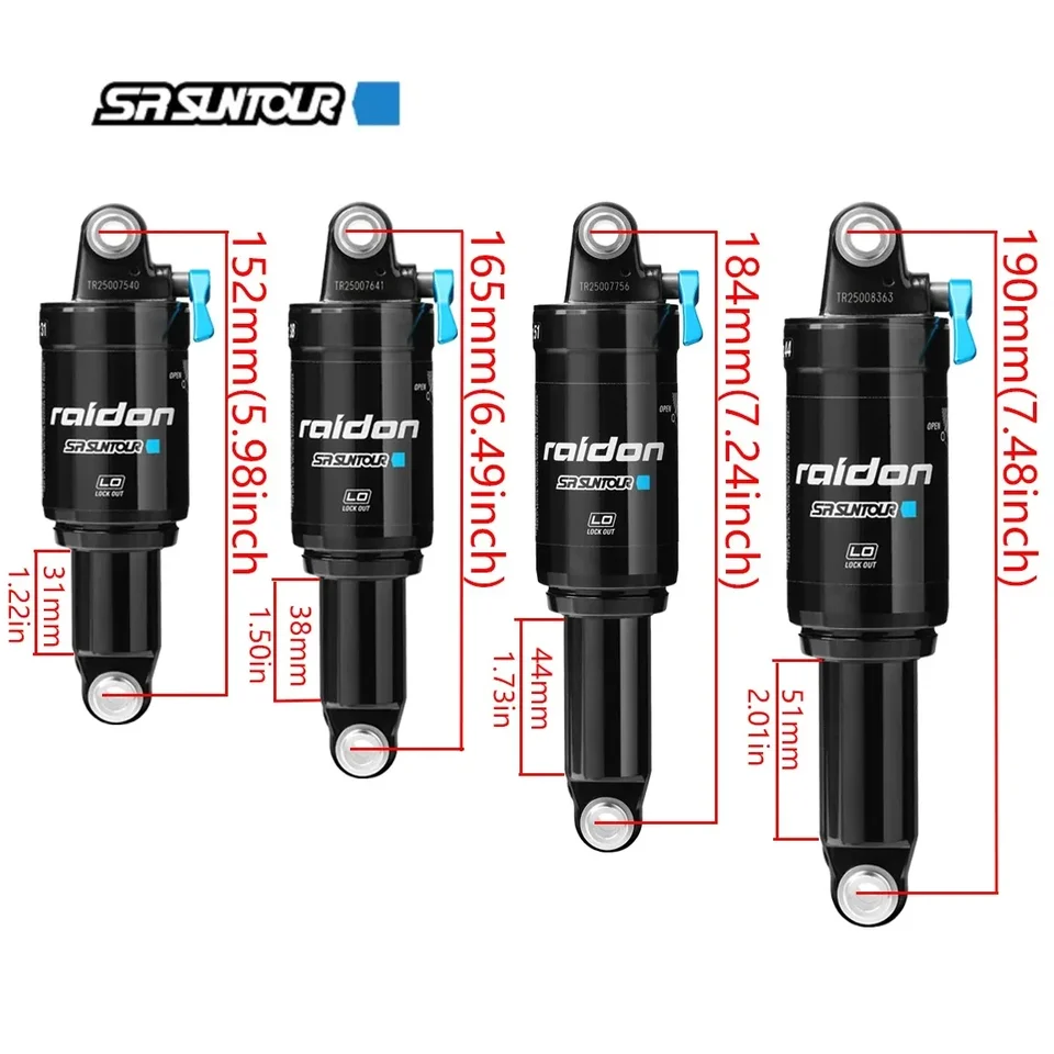 SR SUNTOUR Bicycle Rear Shock 152/165/184/190mm XC Soft Tail Gas