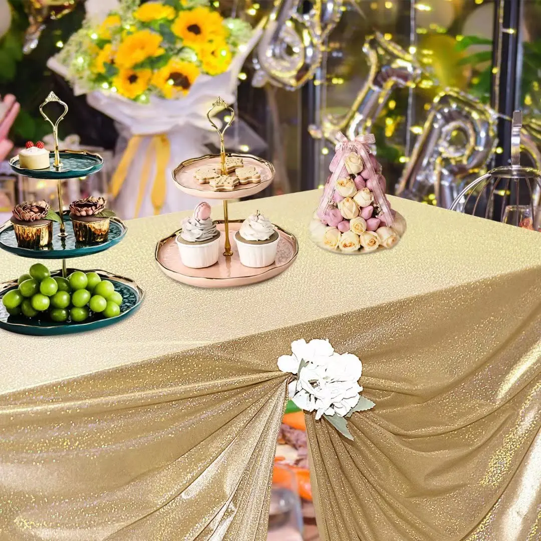Glitter Sequin Wedding Table Cloth Rectangular Table Cover Rose Gold Tablecloth For Birthday Party Home Decoration Custom Size
