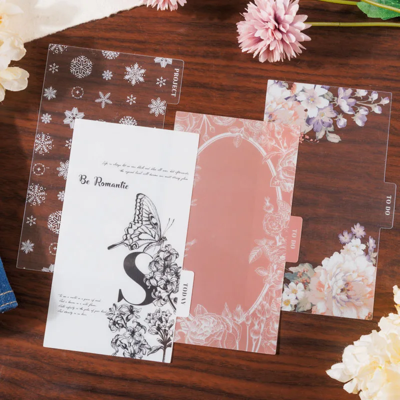 

5Sheets PET Index Dividers Dream plant Decorative Material Notebooks School Supplies Writing Base Scrapbooking 203*115MM