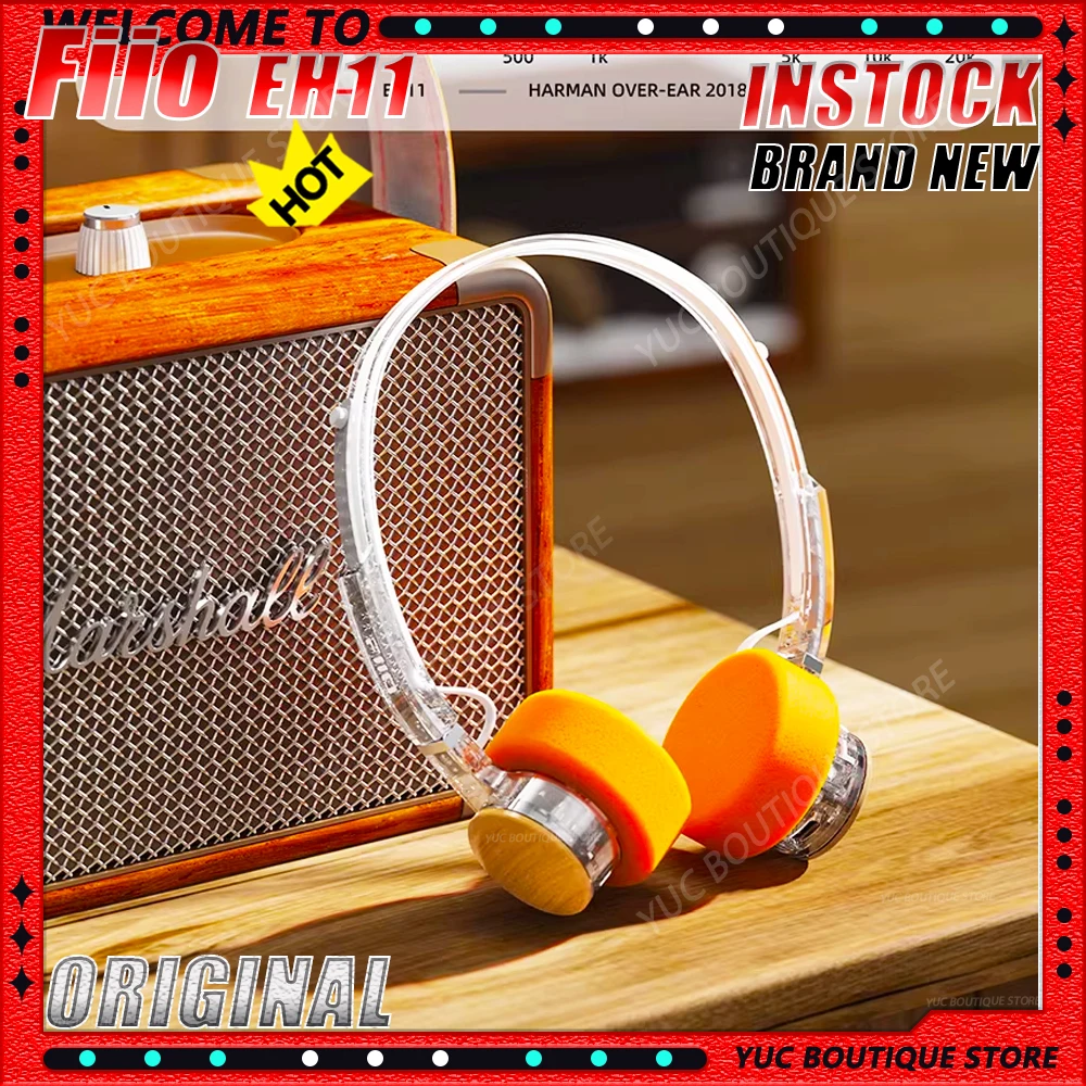 새로운 FiiO EH11 레트로 블루투스 이어폰 블루투스 소형 오버이어 디자인 40mm 대형 다이나믹 드라이버 기계식 쉘 헤드폰