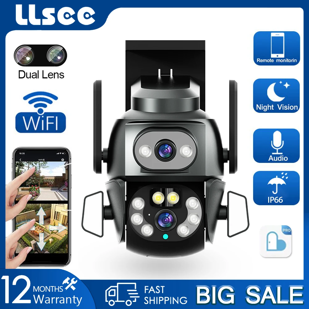 

LLSEE 8MP 4K PTZ Outdoor CCTV Wireless Camera WiFi Home Safety Monitoring Camera Automatic Tracking Bidirectional Communication
