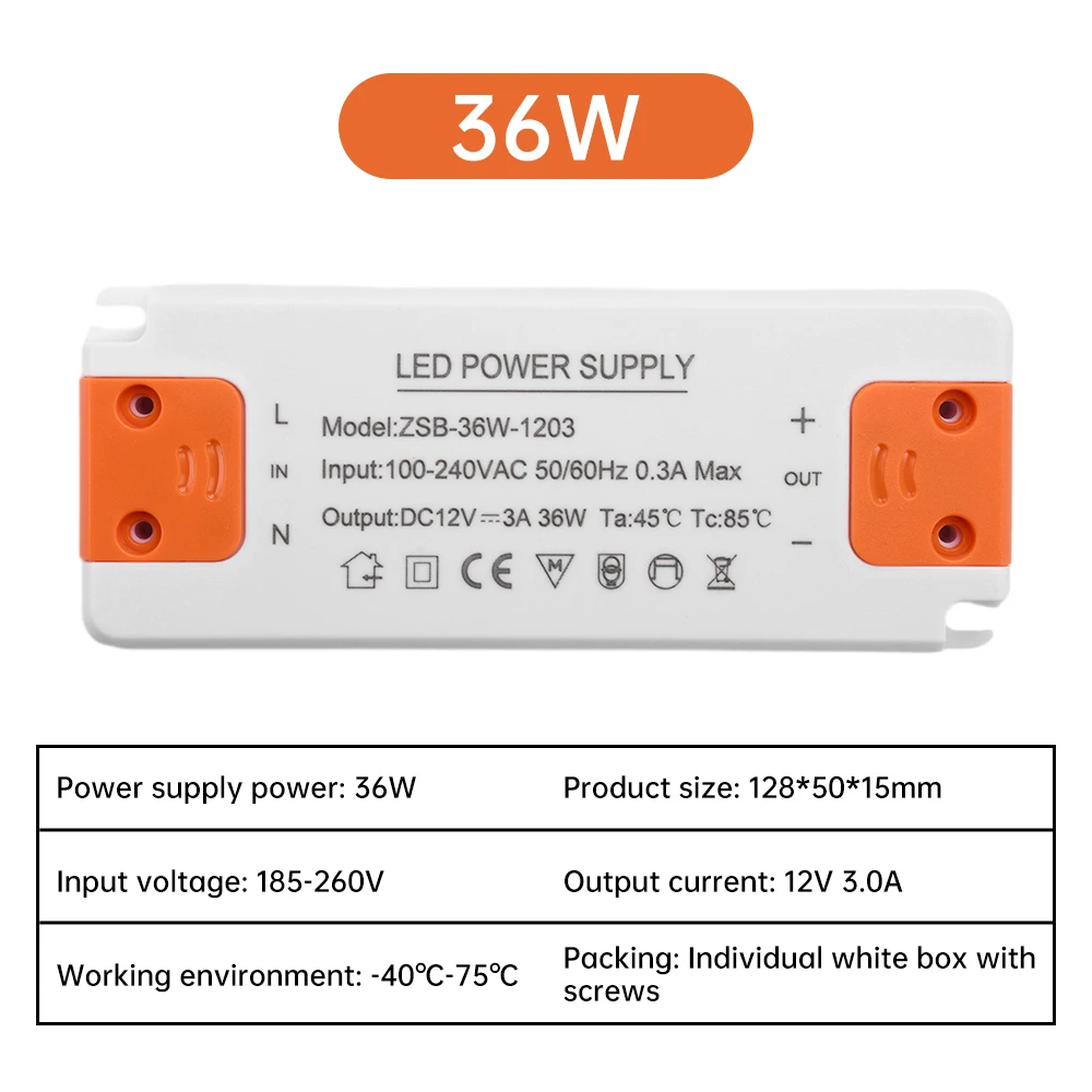 Sleek 12V LED Driver - Efficient Thin Design with Versatile Power Supply Options