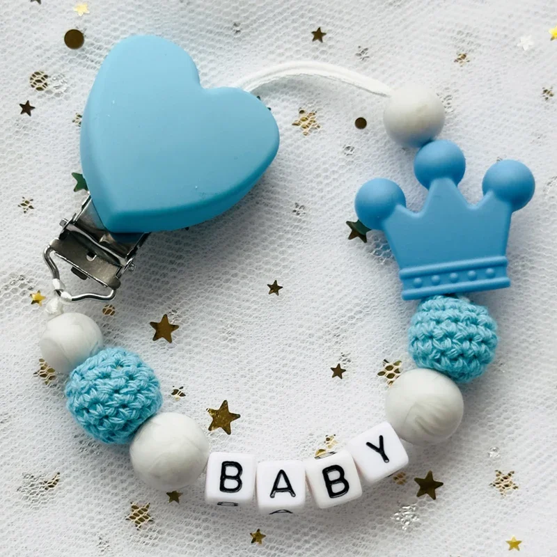 DIY Name Silicone Bead Wooden Ring Pacifier Clips Safe Teething Chains Teether Friendly Dummy Beech Clips Holder Gift pacifier chain,pacifier clip,pacifier accessories,teething toy tethers,teether clip