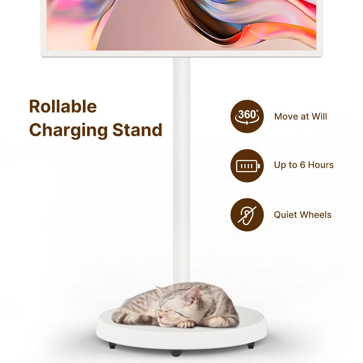 Portable 24 27 and 32 Inch Touch Screen Smart TV with Android 12 OS Rechargeable Display for Home Business and Gaming