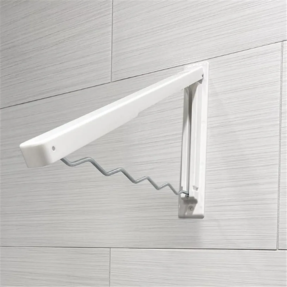 Wall Mounted Retractable Clothes Hanger Space Saving Self-adhesive Foldable Clothing Rack Drying Rack for Laundry Clothes 3