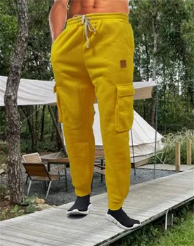 Nuovi pantaloni cargo invernali multitasche da uomo fodera in pile pantaloni da jogging slim fit caldi spessi streetwear pantaloni termici casual 1