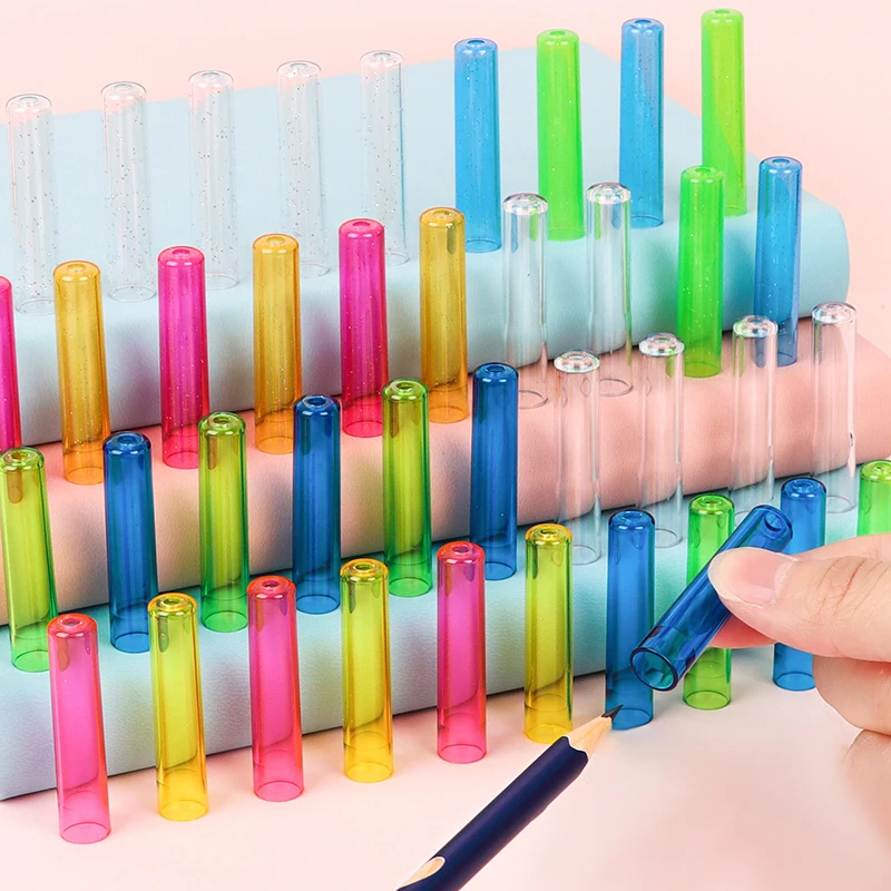 10/24/50Pcs Kawaii Student Children Pencil Extender Pen Protector Cap Plastic Prize Gifts For Kids Pencil Cap Pencil Cover
