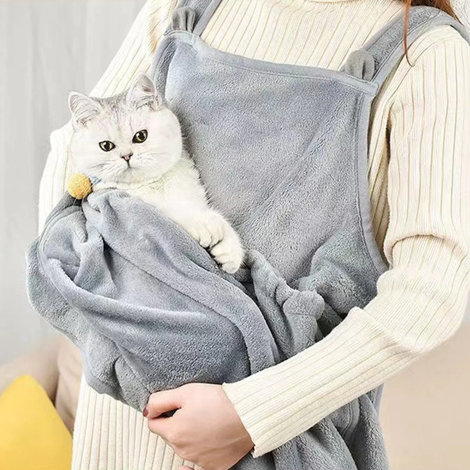 Pet Hanging Carrier Apron Plush Puppy Comfort Sleep Bag Transport Chest Pockets PortableOutdoor Travel Pouch for Small Cats Dog