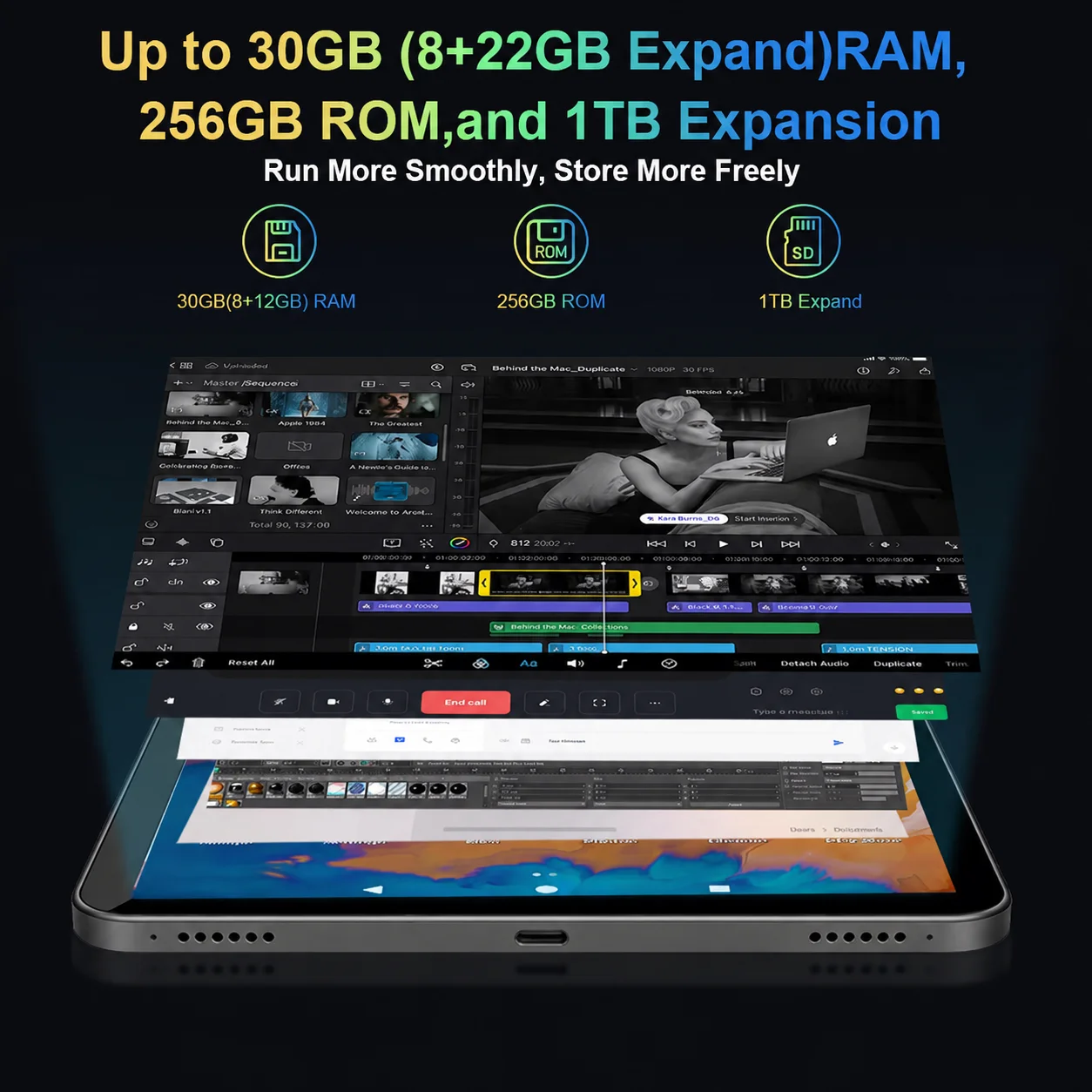 KOOMDIGI T60 PRO Android 14 Tablet 10.1 Inch MTK6769 Octa Core 30GB RAM (8GB+22GB) 256GB ROM 4G LTE 800×1280 Incell Display 5000mAh Tablet PC