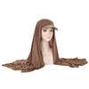 Women Bonnets Scarf Hat Cross border Brim Solid Color Women's Cap Long Cover Middle East Versatile Hijab scarf Muslim Fashion 2