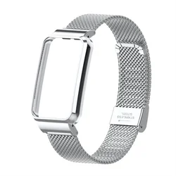 Stainless Steel Metal Bracelet Strap with Case Protector for Smartwatch Wristband Protection (Style 2 silver)