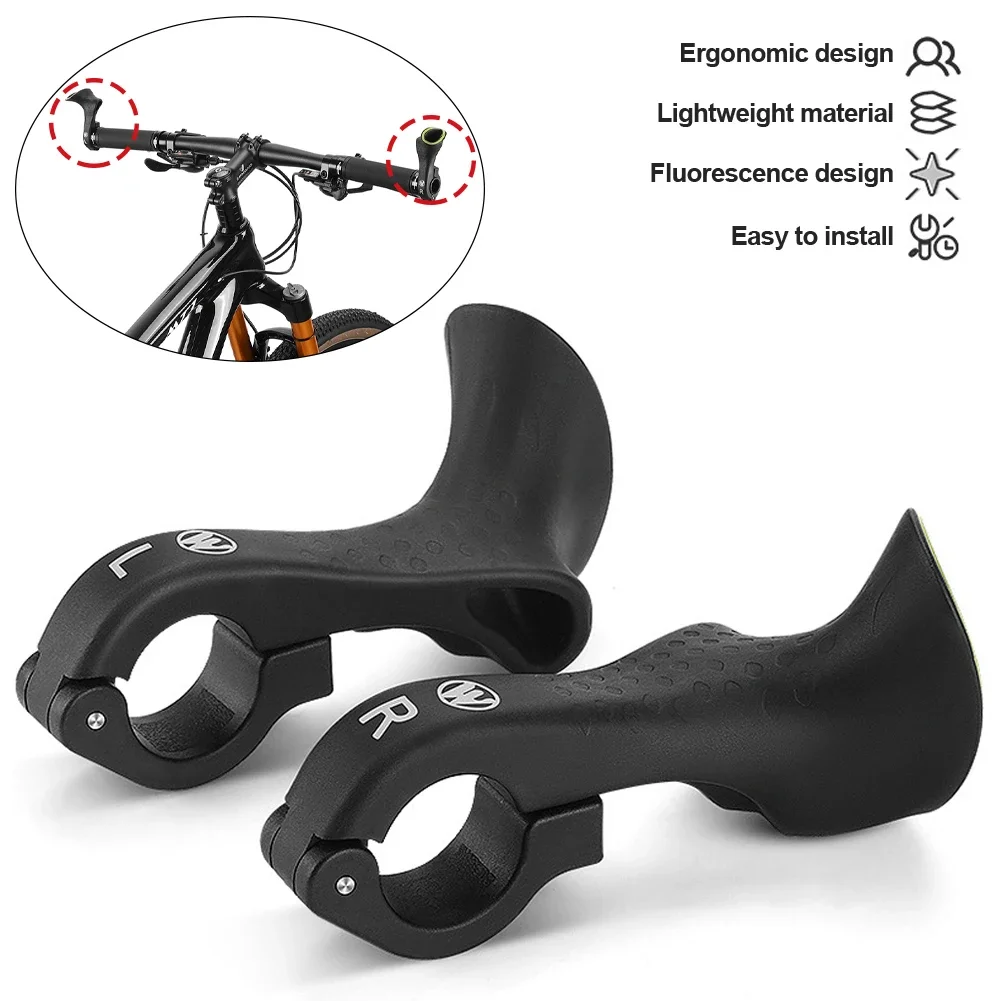 1Pair MTB Bicycle Bar Ends 22.2mm Ergonomic Mountain Bike Inner Bar Ends Nylon Reflective Handlebar Grips Mtb Cycling Parts