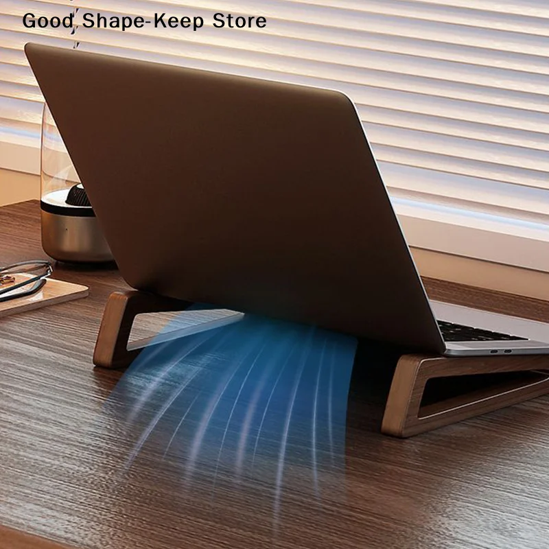 Ergonomic Wooden Laptop Stand with Portable Triangular Design
