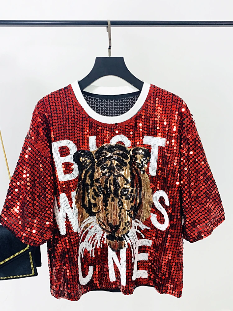 Maglietta Manica Corta Con Paillettes E Tigre/Calcio - MODA - Unisex Bambini - Foto 3
