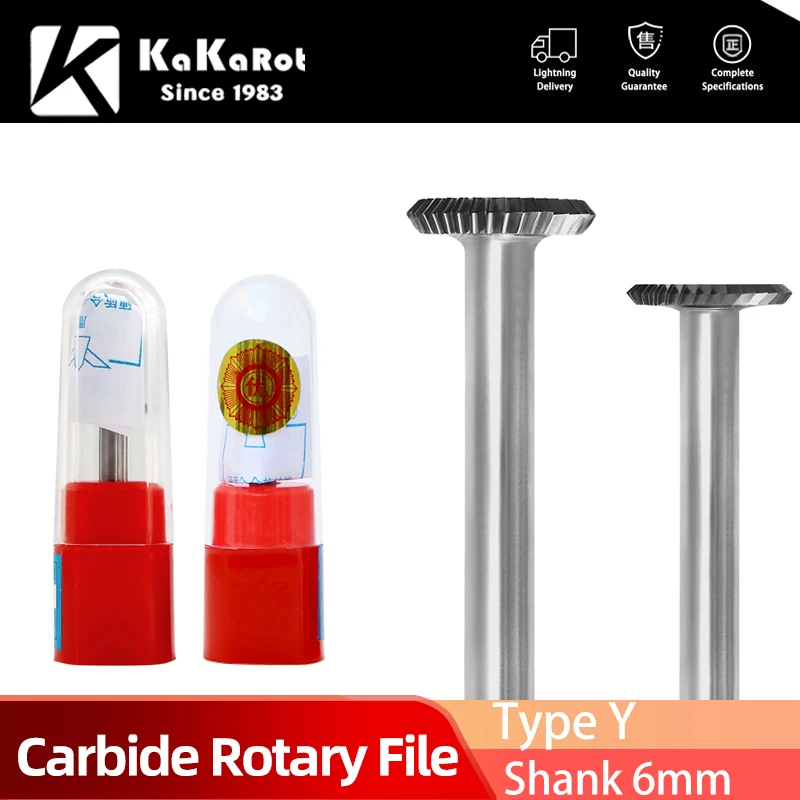 

KaKarot 6mm Shank Y Type Y1602M06 Tungsten Carbide Rotary Files Burr Drill Bits CNC Engraving Rotary Tool Cutter Lime Core