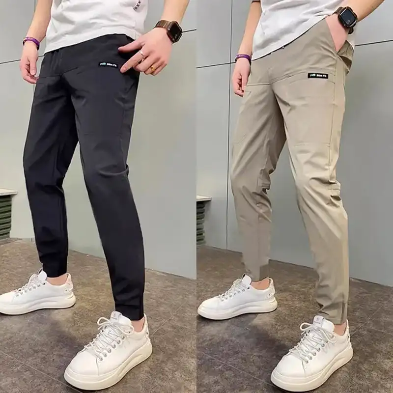 Men\'s High Stretch Multi-pocket Skinny Cargo Pants Multi-pocket Sweatpants  Solid Color Casual Work Outdoor Joggers Trousers - AliExpress