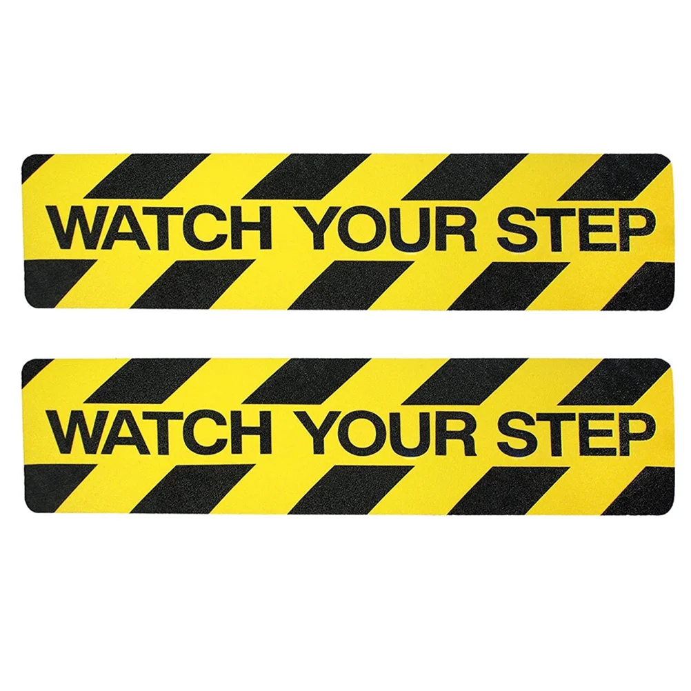 

2Pcs Caution Warning Sticker Adhesive Anti-Slip Tapes Wet Floor Stairs Caution Decals