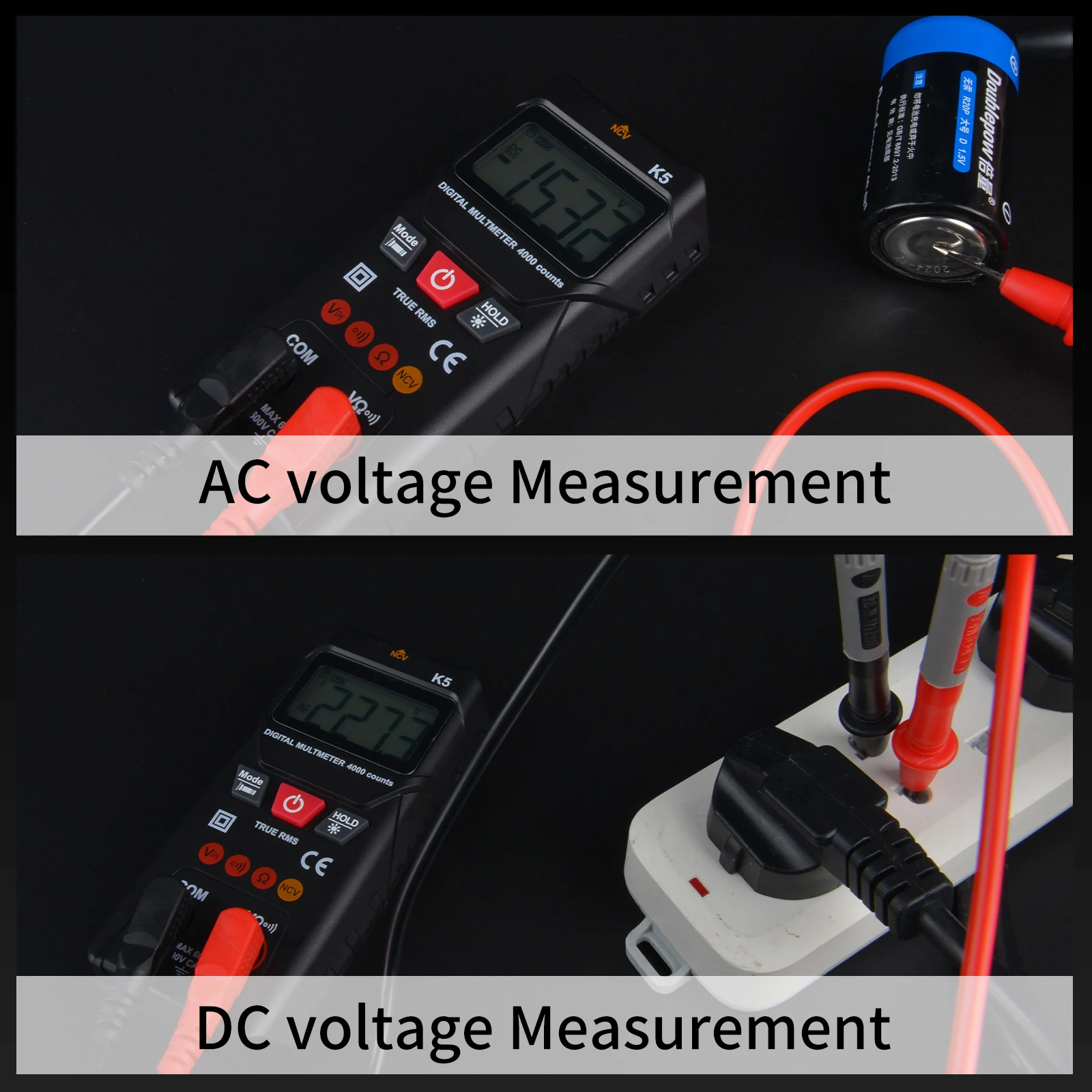 Digital Multimeter 4000 Counter Meter, Automatic/Manual Mode Continuity Tester, Voltage AC/DC Multi Tester, Voltage,Resistance 3