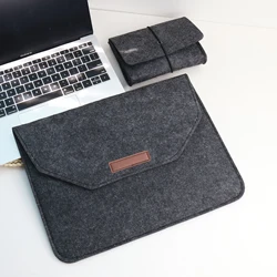Premium Wool Felt Laptop Sleeve - Elegant Protection for 15inch 16inch (Balck A with Sbag)
