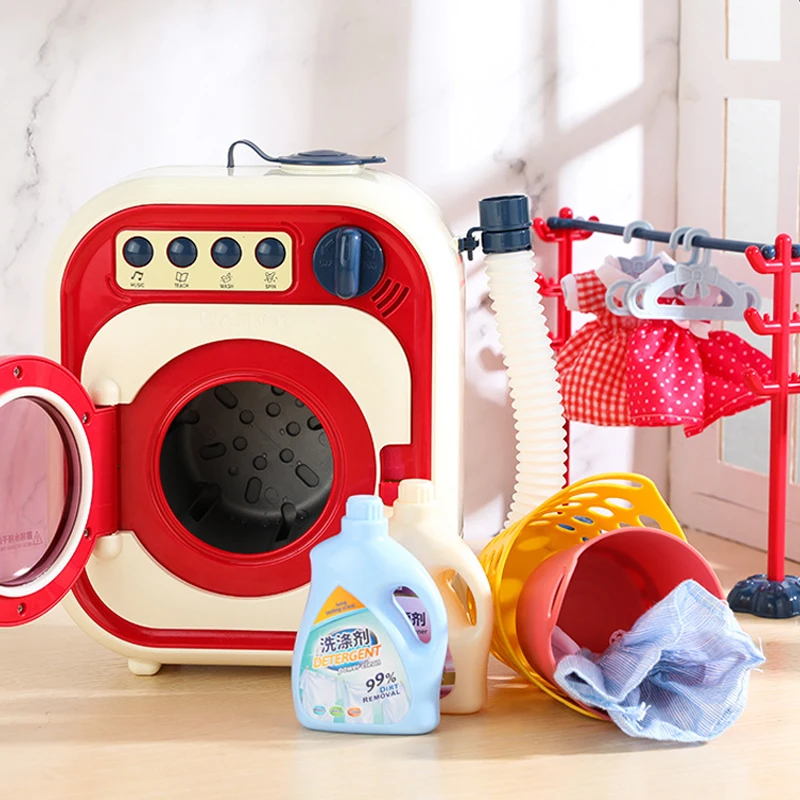 

Kids Toys Washing Machine Toy Pretend Play House Mini Simulation Electric Toys Rotate Kinetic Cleaning Preschool Toys For Girls