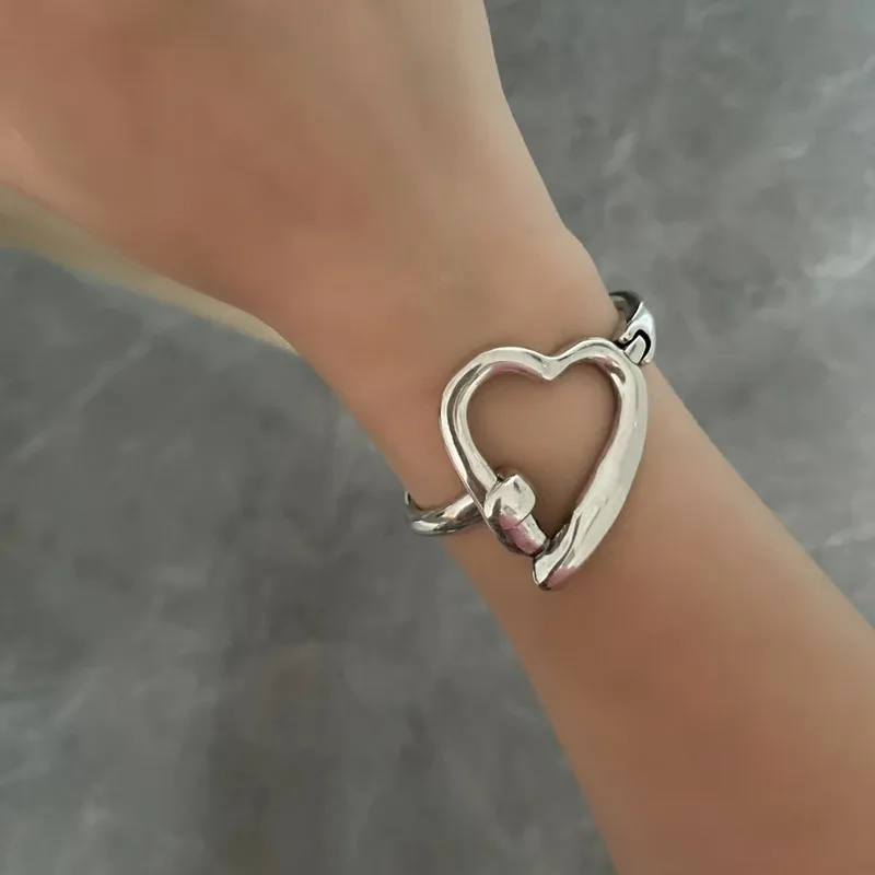 Popular In European and American Original Fashion Electroplating 925 Silver 14K Gold Heart-shaped Bracelet Niche Jewelry Gift