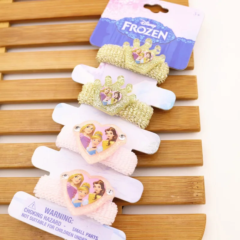 4pcs Disney cartoon Frozen children hair rope girl birthday gift headwear Elsa doll accessories head circle cosmetic rubber band 6