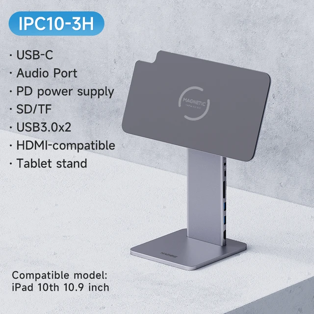 Top Foldable Magnetic Stand for iPad Pro 12.9 3rd/4th/5th 11 Air iPad 10th Tablet Holder 10.9 Rotation bracket USB C Hub 6
