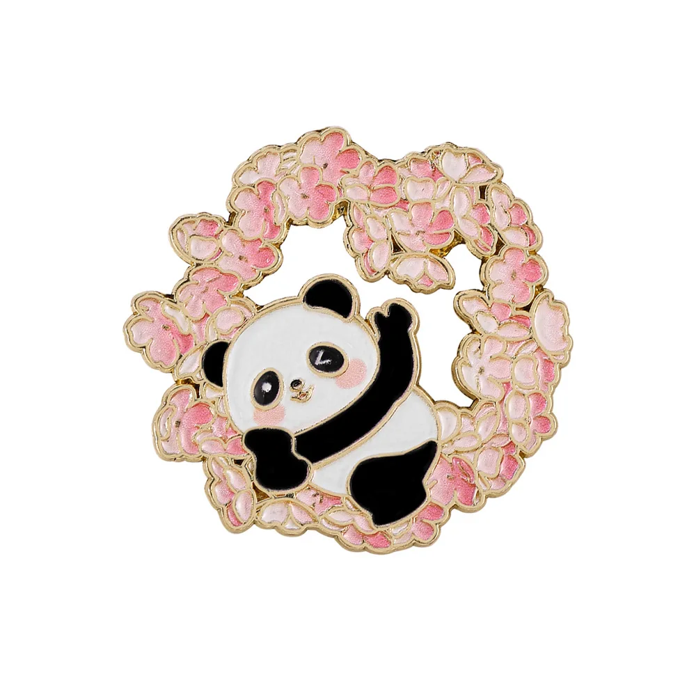 6 Stück Kirschblüten-Panda-Broschen, Kirschblüten-Festival, Touristen-Souvenir, Cartoon-Tier-Abzeichen für den täglichen Gebrauch – Detail 9