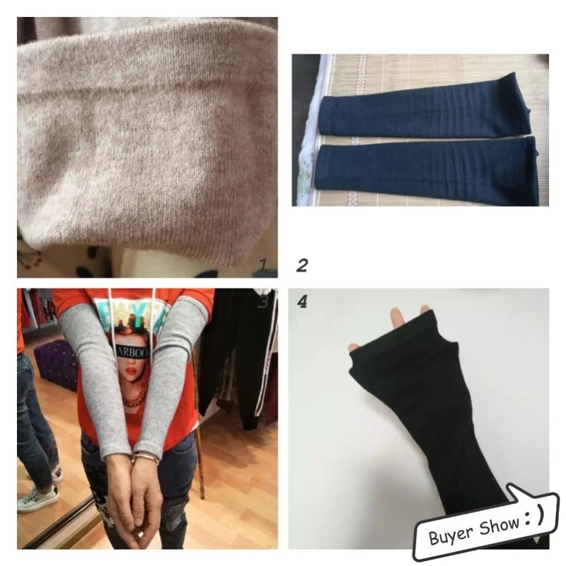 Sparsil Men Women Cashmere Arm Warmers Joint Cold-Proof Protect Sleeve Glove 40cm Elastic Knitted Long Elbow Wrist Arm Protector